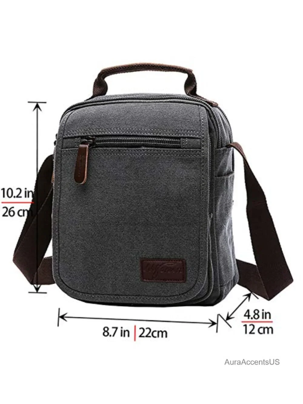Small Canvas Messenger Bag Crossbody Shoulder Bag with 9 Pockets